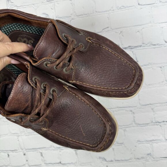 SAS Decksider Boat Shoes Mens 9.5 Brown Leather Walking Comfort Moc Toe Shoes main image 4